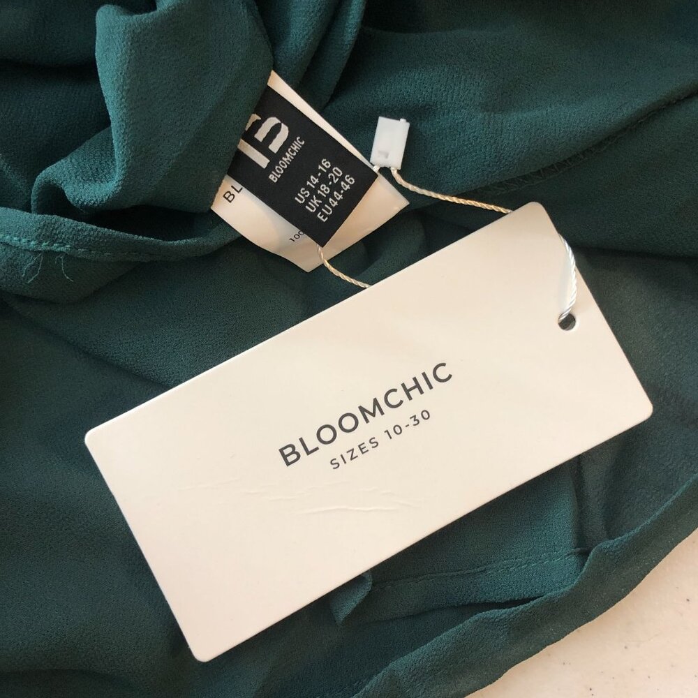 Bloomchic Blouse Top Solid V Neck Sheer Mesh Lant… - image 3